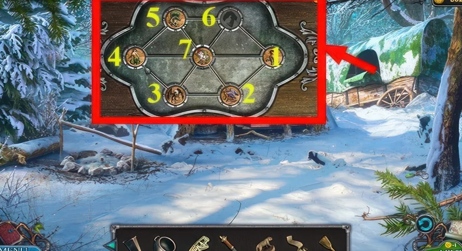 Legendary Tales 3, chapter 2: Sign and figurine puzzle — scene and mechanism