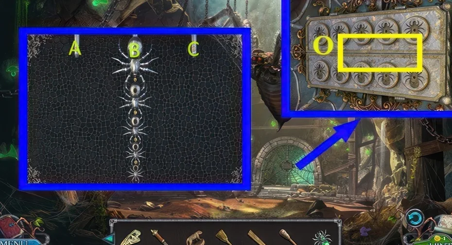 Legendary Tales 3, chapter 2: Spider swap puzzle — scene and mechanism