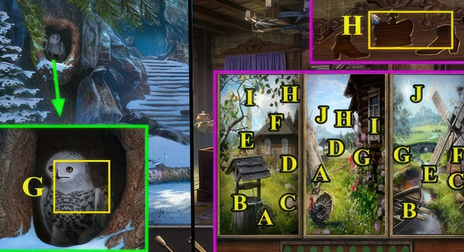 Legendary Tales 3, chapter 2: Figurine row puzzle — scene and mechanism