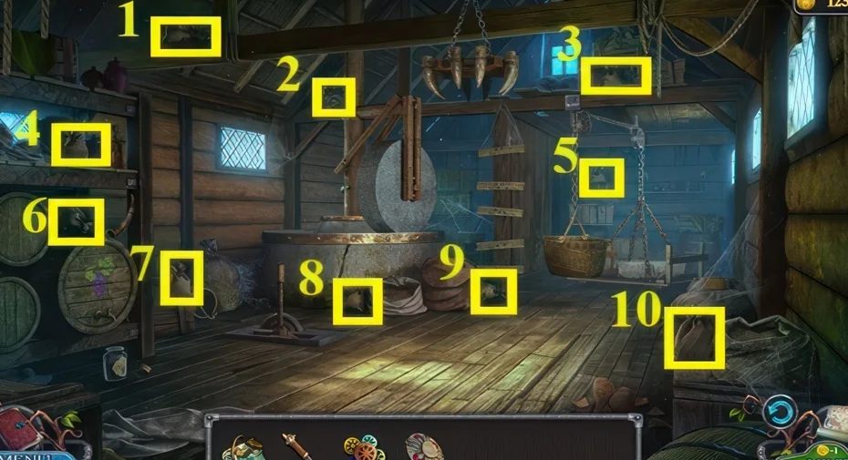 Legendary Tales 3, chapter 2: Bag collecting scene — puzzle diagram