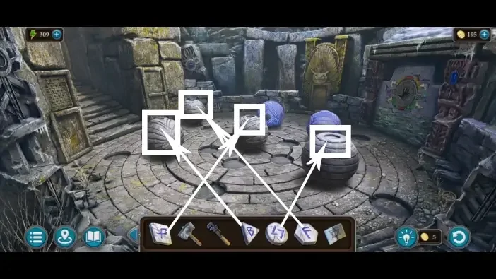 Legendary Tales 4, chapter 2: Rune Spheres Puzzle — scene and mechanism