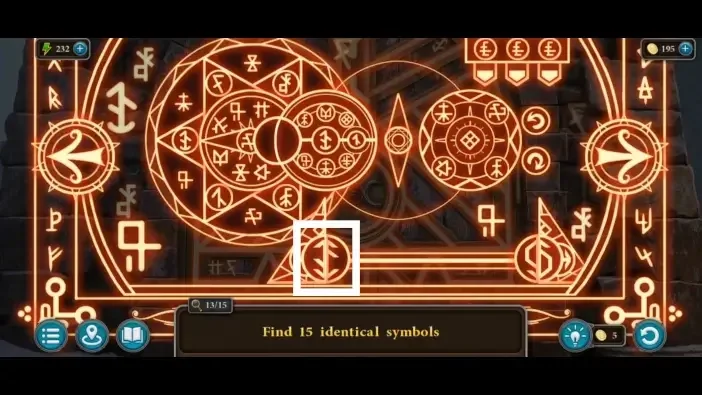 Legendary Tales 4, chapter 2: Tower Door Rune Puzzle — scene and mechanism