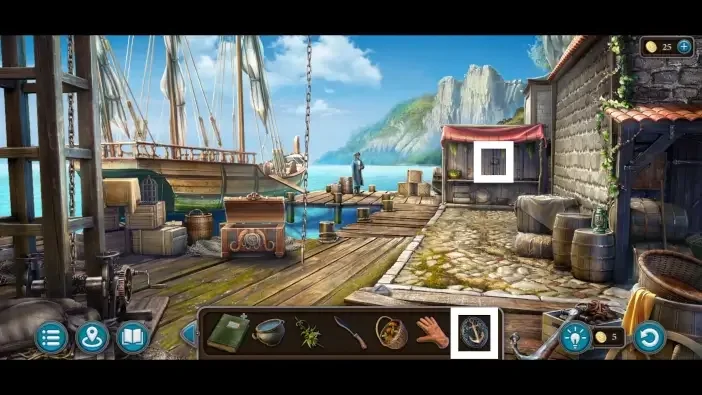 Legendary Tales 5, chapter 2: Fish stall hidden-object scene — scene and mechanism