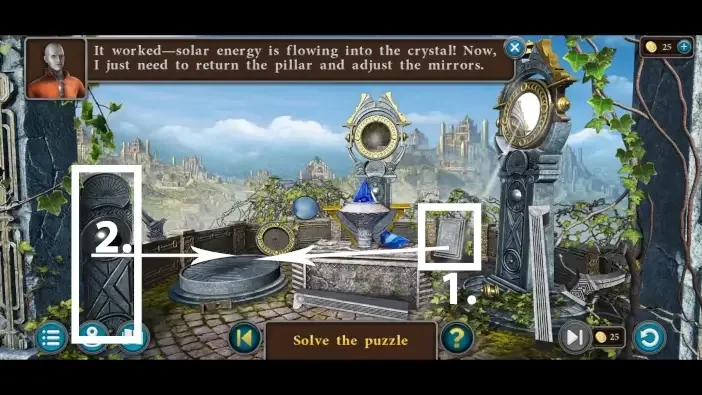 Legendary Tales 5, chapter 2: Solar Collector Pillar Puzzle — scene and mechanism