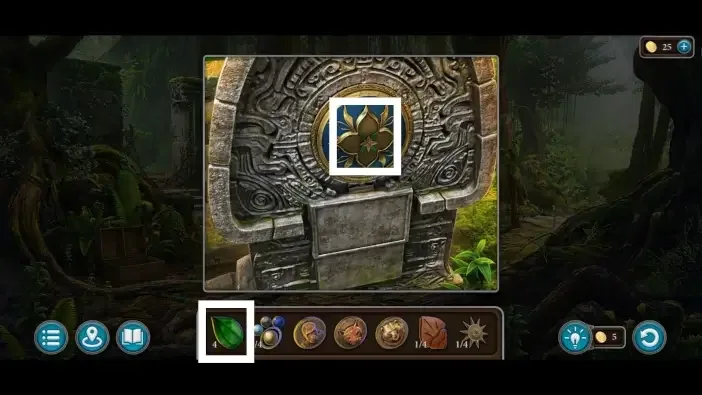 Legendary Tales 5, chapter 2: Forest Ruins Emerald Leaves Puzzle — scene and mechanism