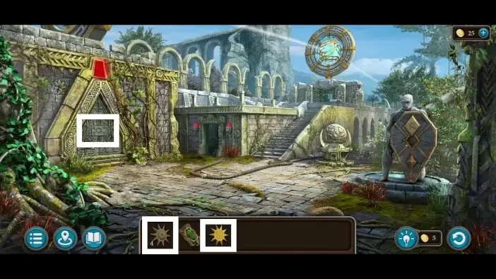 Legendary Tales 5, chapter 2: Sun Key Door Puzzle — scene and mechanism
