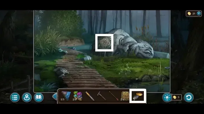 Legendary Tales 5, chapter 3: Head statue snake puzzle — scene and mechanism