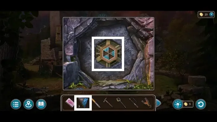 Legendary Tales 5, chapter 3: Blue stone gate puzzle — scene and mechanism