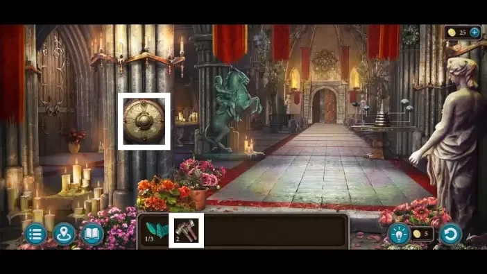 Legendary Tales 5, chapter 3: Castle shield hammer puzzle — scene and mechanism