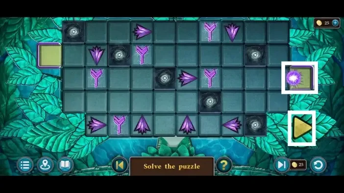 Legendary Tales 5, chapter 3: Courtyard chest leaf puzzle — puzzle diagram