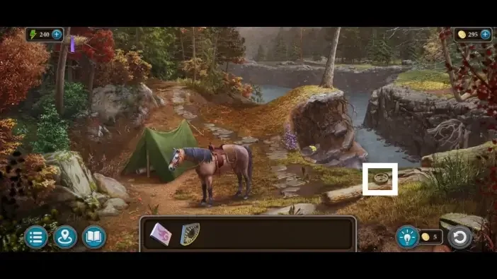 Legendary Tales 4, chapter 2: Compass 1 — Tent clearing, Tree trunk