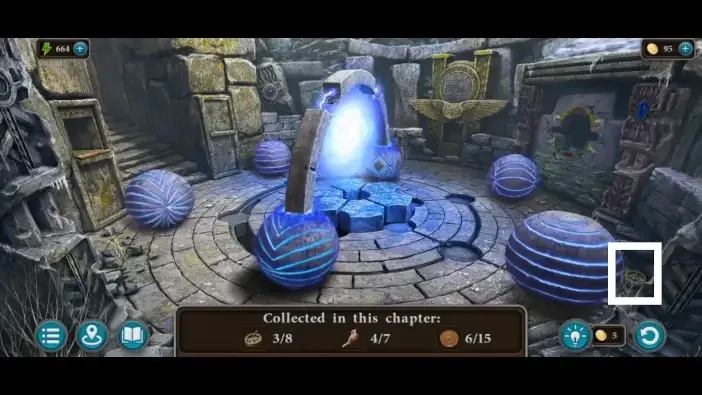 Legendary Tales 4, chapter 2: Compass 4 — Sphere room, Behind the right-hand sphere