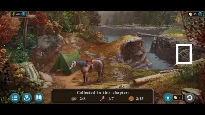 Legendary Tales 4, chapter 2: Morphing Object 18 — Tent clearing, Cliff sign