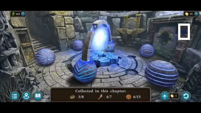 Legendary Tales 4, chapter 2: Morphing Object 22 — Sphere room, Blue gem on the right pillar