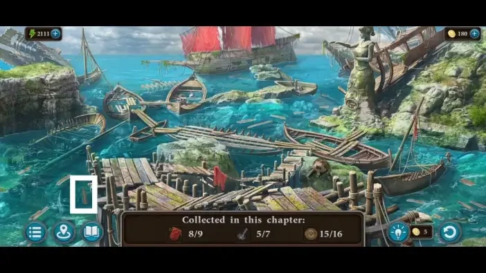 Legendary Tales 4, chapter 3: Morphing Object 46 — Shipwrecks, Wood floating on the left