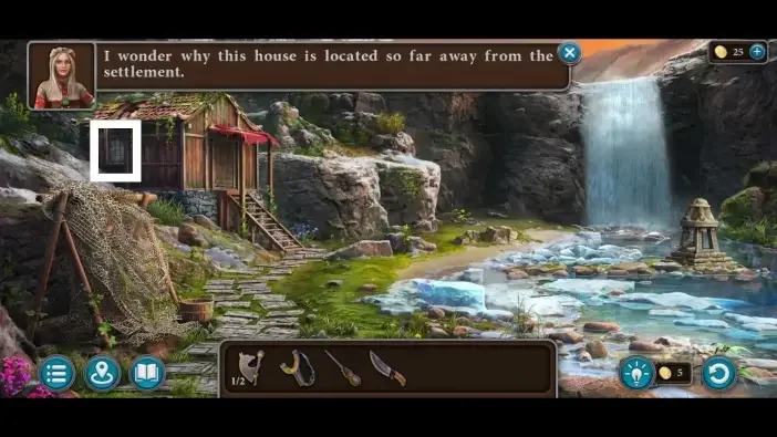 Legendary Tales 5, chapter 1: Morphing Object 5 — Waterfall, Cabin window bars