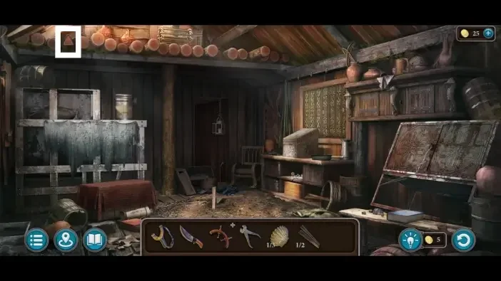 Legendary Tales 5, chapter 1: Morphing Object 6 — Waterfall cabin, Upper-left wooden log