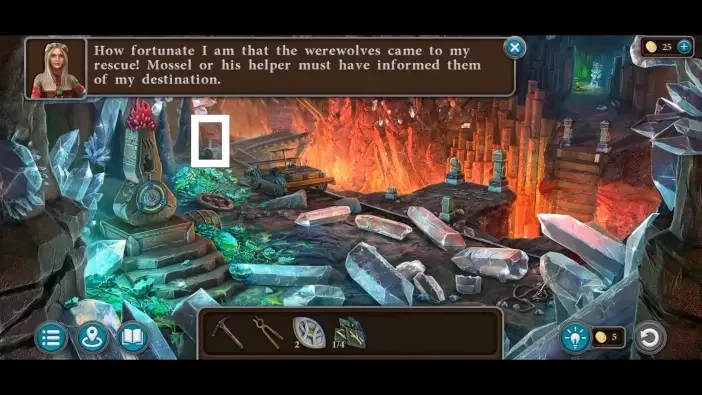 Legendary Tales 5, chapter 1: Mushroom 7 — Lava river, Marked spot near the artifact route