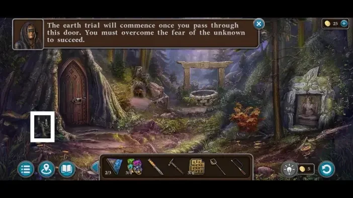 Legendary Tales 5, chapter 3: Candlestick 4 — Well clearing, Left of the Earth Trial door