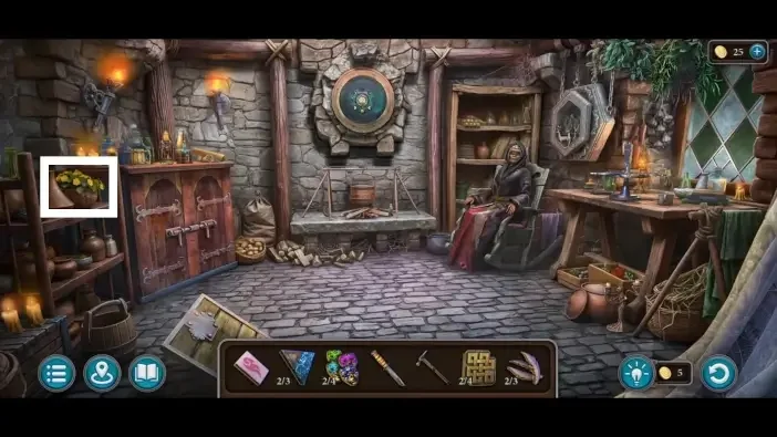 Legendary Tales 5, chapter 3: Morphing Object 37 — Oracle’s Tower interior, Flowers on the left shelf